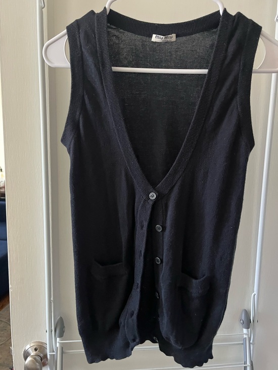 Tops - Miu Miu Black Knit Vest with Pockets and buttons